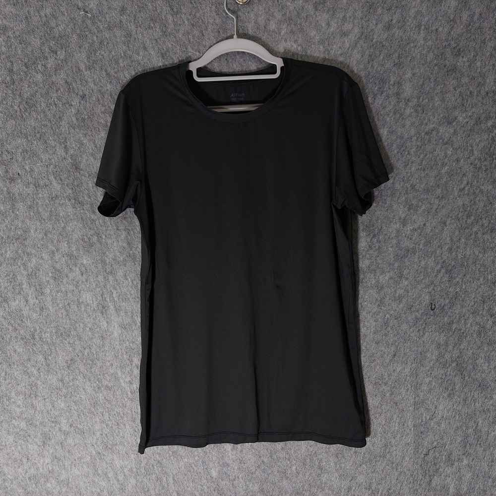 Uniqlo Women Shirt M Black Minimalist AIRism Lightweight Short Sleeve Crew Neck